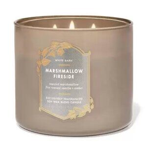 BATH & BODY WORKS WHITE BARN MARSHMALLOW FIRESIDE 3 WICK 14.5 OZ SCENTED CANDLE